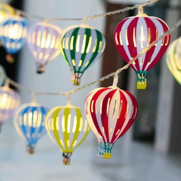 1.65m 10LED Hot Air Balloon Warm White String Light Bedroom Garden Hanging Light for Kids Birthday Baby Shower Party Decoration Z250120