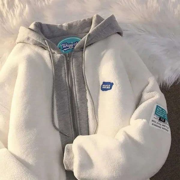 American Style Two-Piece Illusion Thickened Loose-Fit Hooded Winter Hoodie Trendy Women's Autumn Cotton Coat Couple
