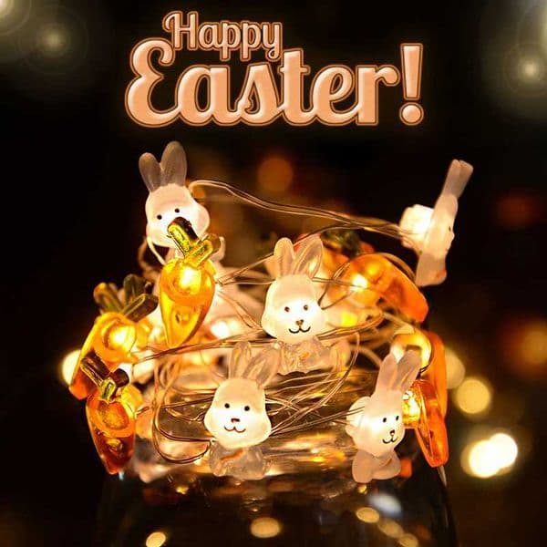 2M 20LED Easter Rabbit Carrot String Light Chick Eggs Fairy Light Garland 2025 Happy Easter Party Decoration For Home Kids Gift Z250120