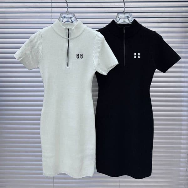 Summer Short Sleeve Dresses Women Designer Knitted Dress Sexy Slim Fit Package Hip Dresses
