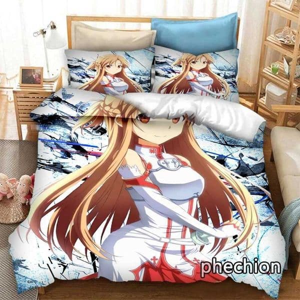 phechion Cartoon Yuuki Asuna 3D Print Bedding Set Duvet Covers Pillowcases One Piece Comforter Bedding Sets Bedclothes Bed K311 M250118