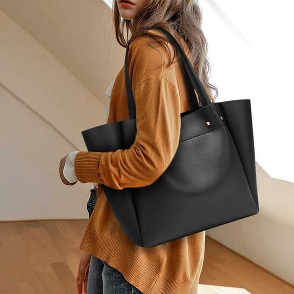 Winter new black handbag womens large capacity shoulder bag casual commuting handbag travel bag womens handbag T250118