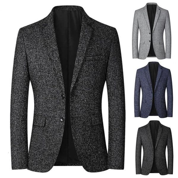 Men Blazer Solid Color Singlebreasted Autumn Winter Lapel Buttons Suit Jacket for Daily Wear 250102BANJIA