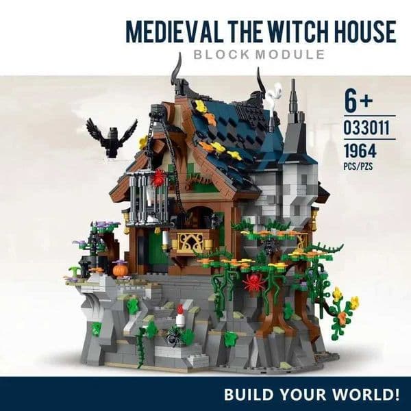1964PCS Witch Hut Building Blocks MOC Model Medieval Cottage In View Model Bricks Desktop Decoration Kid DIY Toy Birthday Gift W250115