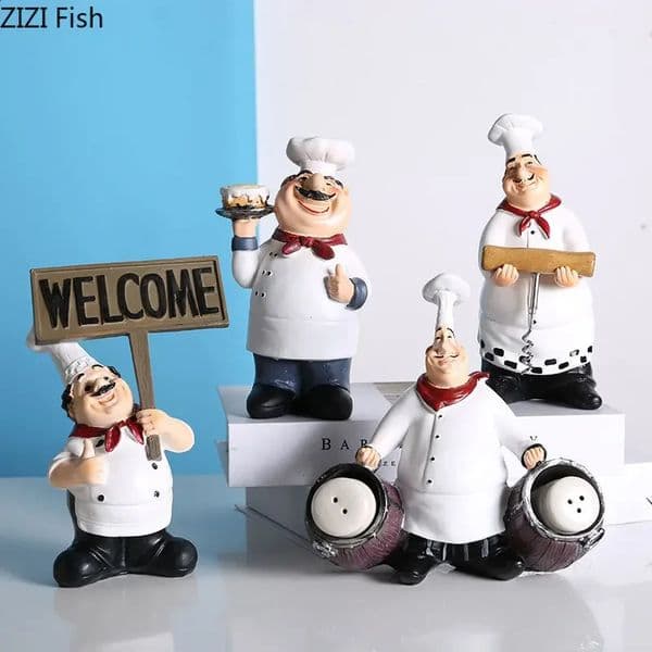 Bearded Chefs Creative Figures Statue Desk Decoration Professional Chef Character Resin Sculpture Ornaments Modern Home Decor 250117