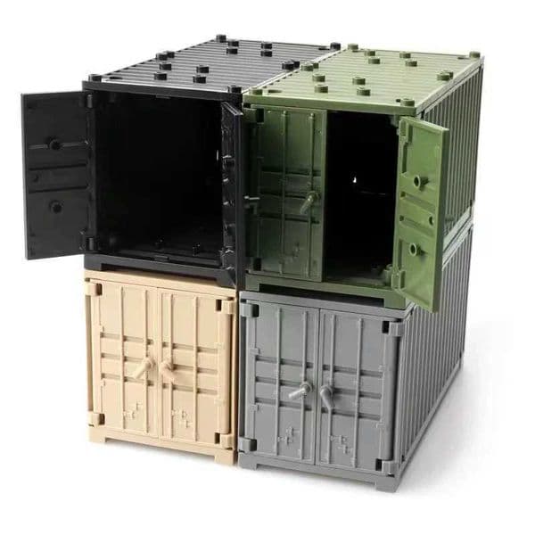 MOC Military Container Building Blocks Box Toys for Boys WW2 War Base Technical Bricks Creative DIY Toy Blocks Toys W250115