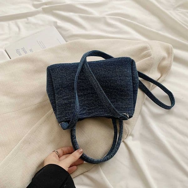Designer 1 solid denim handbag bag ladies shoulder slung platinum bag suitable for girls ladies college students newcomers and white-c Y251124