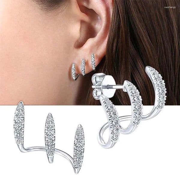 Stud Earrings Fashion Silver Color For Women Exquisite Shiny CZ Zircon Temperament Wedding Jewelry 2025