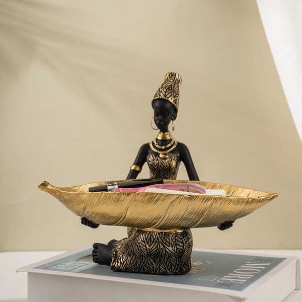 Vilead Black Woman Tray Entrance Porch Decoration Key Candy Holder Container Table y Modern Home Living Room Decor Resin 250120