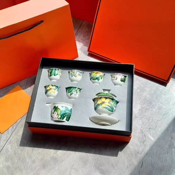 High-end Suet jade bone china tea set bone china jade porcelain gift box packaging home office gift Y260520