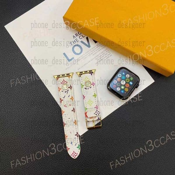 Designer golden Watchbands for Apple Watch Band 45mm 42mm 38mm 40mm 44mm 49mm bands Leather Strap Bracelet Fashion L Flower Square Wristband iwatch 8 7 6 5 4 SE ISPE