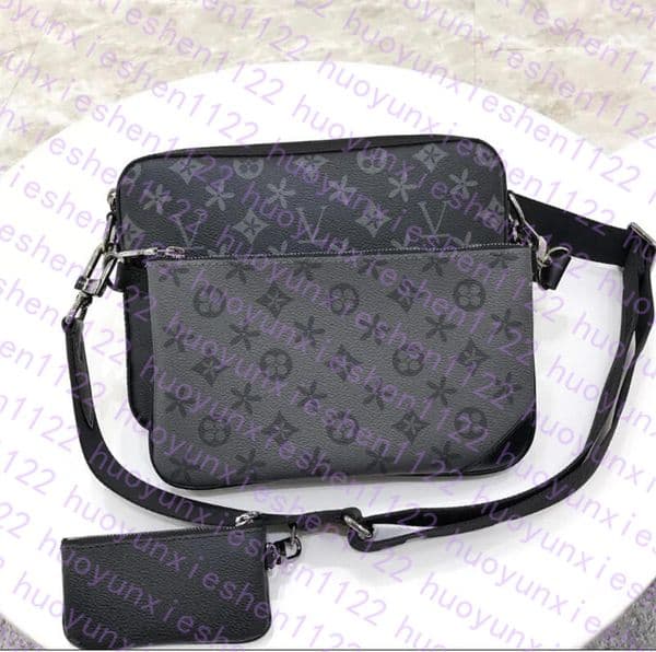 TOP Handbags Women Men Leather TRIO Messenger Bags designer Handbags Leather Briefcases Shoulder Backpack Sport Male Cross Body Purse Man's bag