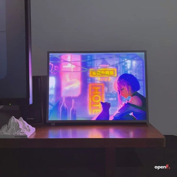 Anime cyberpunk neon decorative night lightUSB plug HD 3 color dimmingminimalist po frametrendy decoration e-sports room 250120BJ
