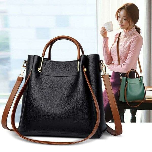 Texture Women's 2023 New Bucket Simple All-In-One Shoulder Soft Leather Large Capacity Portable Bag