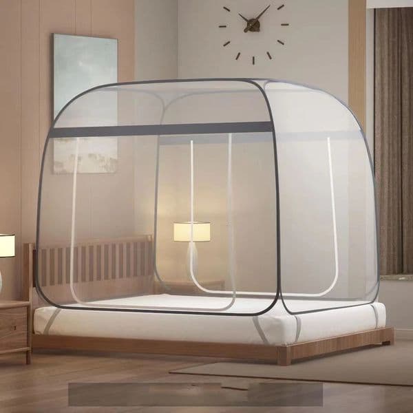 Household Large Space Yurt Square Top Mosquito Net Simple Style No-install Double Bed Mosquito Net Baby Anti-fall Mosquito Net 250115BJ