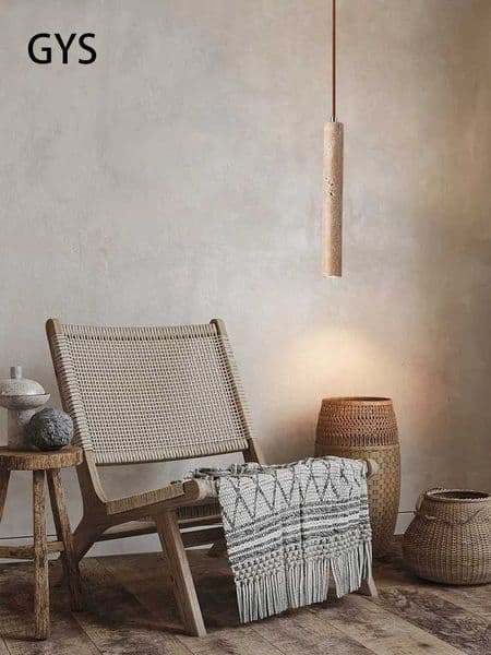Led Pendant Lamp Long Tube Wood Ceiling Lamp Japanese Style Quiet Wind Bedroom Bedside Chandelier Retro Modern G9 Replaceable Z250120