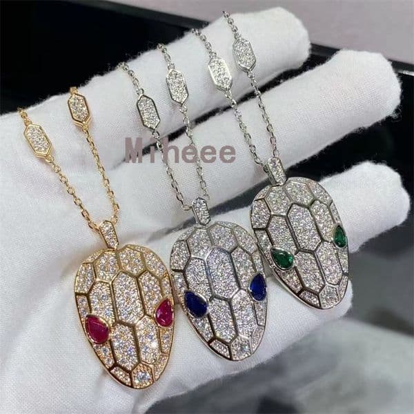 Brand Party Jewelry Snake Necklace Women's 925 Silver Green Gemstone Designer Snake Head Diamond Necklace 18K Gold Jewelry Woman Men Mother's Day Valentine's Day