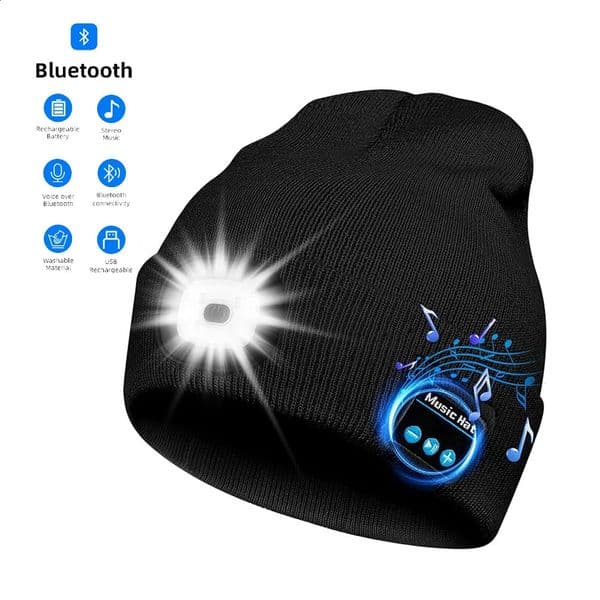 Handfree Warm Beanie Bluetooth 5.0 LED Hat Wireless Stereo Headset Music Player With MIC Support Dimming Rechargeable Battery 250120