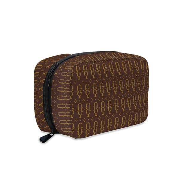 NXY Polyester Brown Makeup Bag Cosmetics Zipper Stitching Storage Bag Retro Portable Toiletries Organizer Cosmetic Bags Cases