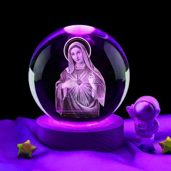 3D Virgin Mary Laser Engrave Crystal ball Colorful night light Religious gifts for womens birthdays Maria Christmas Decoratio 250120BJ