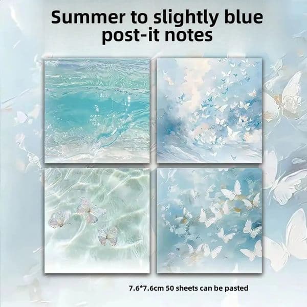 Update Wholesale Summer Blue Butterfly Post-It Notes Dreamy Beautiful Sticky Cute Creative High Aesthetic Value Few Womens Heart Student Study 250121