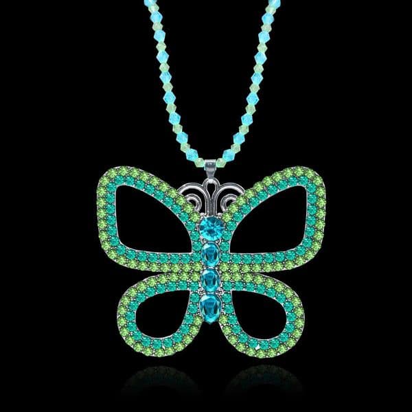Large Butterfly Choker Necklace Bead Chain Crystal Butterfly Pendant Necklace for Women Elegant Costume JewelryXJ250121