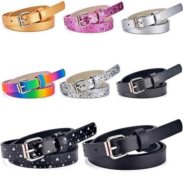 1pc New Childrens Belt Fashion Glitter Thin Belt Casual Trend Youth Belt Primary School Boys and Girls Belts Jeans Short Belt W250120