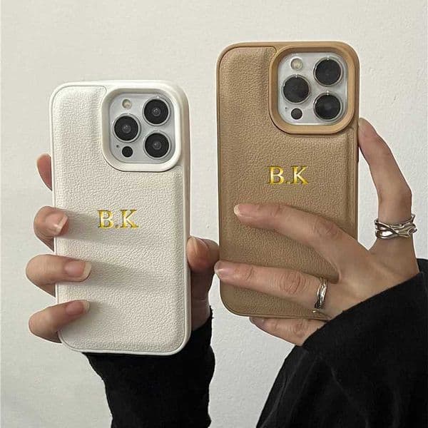 Personalized Name Case for iPhone 16 15 14 13 12 Pro Max Customized Initial Alphabet Leather DIY Carving Cover 16 Pro Max X250125