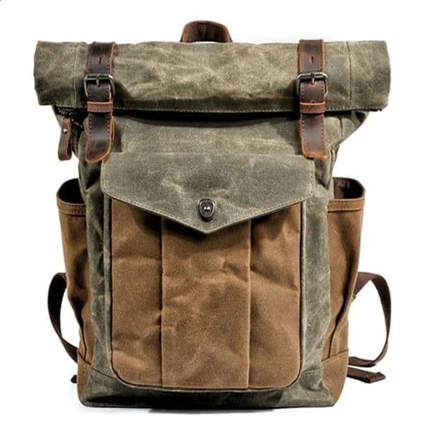 MUCHUAN Vintage Canvas Backpacks for Men Oil Wax Canvas Leather Travel Backpack Large Waterproof Daypacks Retro Bagpack 250120