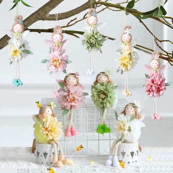 Easter Long Legs Flower Fairy Angel Elf Rabbit Dolls Home Hanging Ornaments Spring Easter Party Supplies Childrens Birthday Gifts W250113
