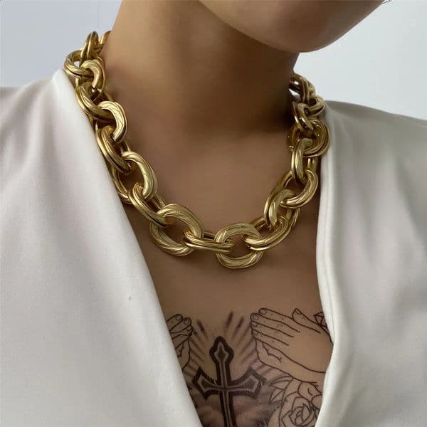 Punk Miami Curb Cuban Chain Necklace Women Collares Rock Hip Hop Big Chunky Thick Choker Necklace Steampunk Men Jewelry 250118