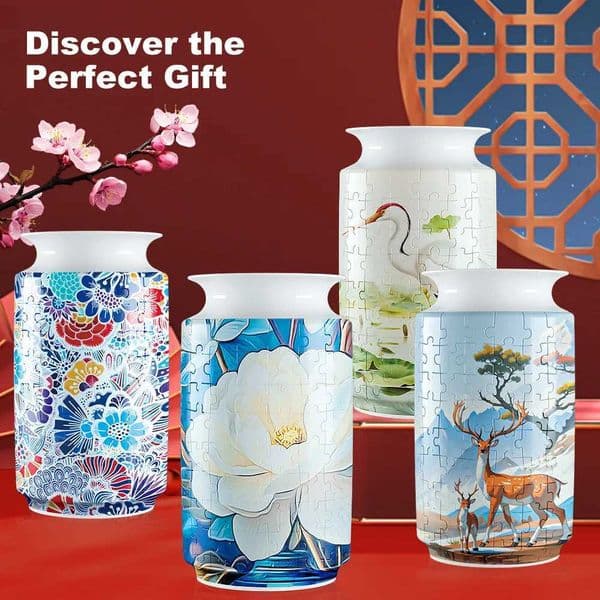Flower 3D Puzzles Vase Chinese Style Puzzle 162 Pieces Assembly Educational Toys Children Birthday Gift Home Decoration W250117