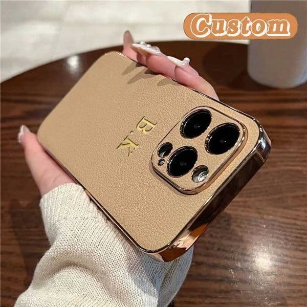 Luxury Lambskin Leather Plated Case Suitable for iPhone 16 15 13 12 11 Pro Max Personalized Customization Name Initial Cover 16 15 Pro X250125
