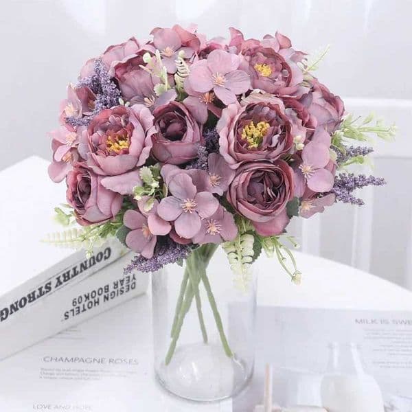 Artificial flower peony embroidery wedding party vase home decoration table accessories Christmas wreath scrapbook W250113