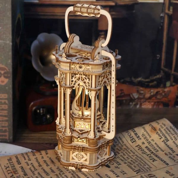 3D Wooden Puzzles DIY Rotating Vintage Lantern Hands-on Activity Desk Decor Gifts for Christmas W250117