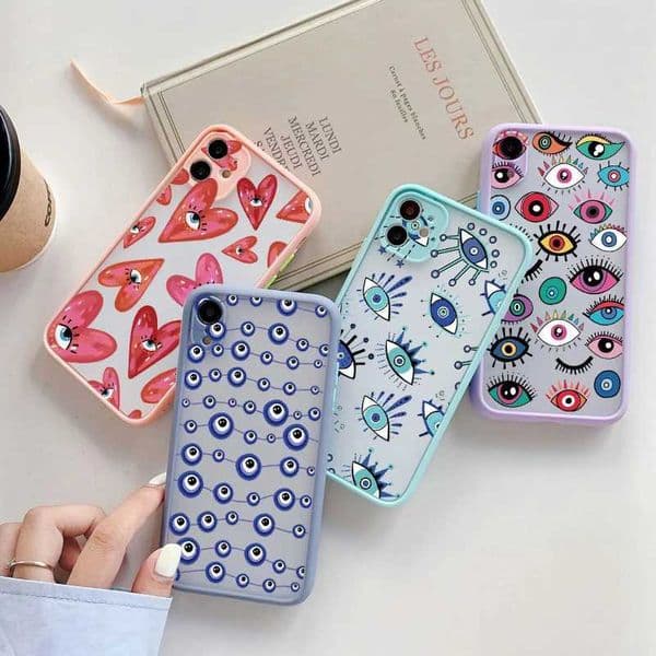Lucky Eye Blue Evil Eye Print Phone Case For iPhone 15 14 13 12 11 Pro Max Mini XR X XS SE 7 8 Plus Cover Matte Shockproof Funda Z250122