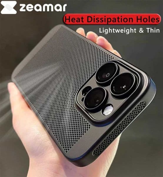 Luxury Heat Dissipation Thin PC Case For iPhone 16 15 14 Plus 13 12 Mini 11 Pro Max Glass Camera Protection Cooling Mesh Cover Z250122