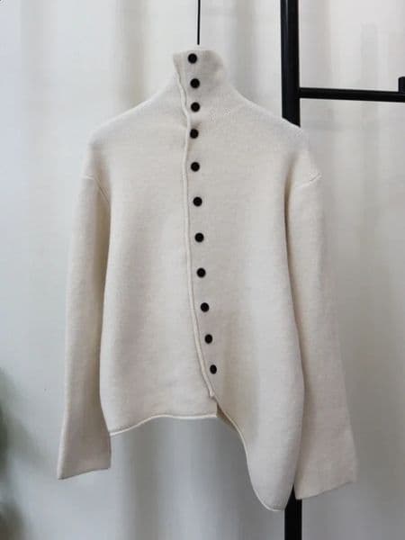 Autumn Winter Highgrade Elegant HighCollar Knitted Cardigan Fashion n Irregular Casual AllMatch Sweater Coat Women 250109Z