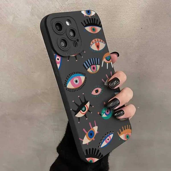 Colorful Eyes Pattern Soft Phone Case for iPhone 16 15 14 12 11 13 Pro Max 14Plus 12 13 Mini 7 8 Plus X XS Max XR SE2 Back Cover Z250122