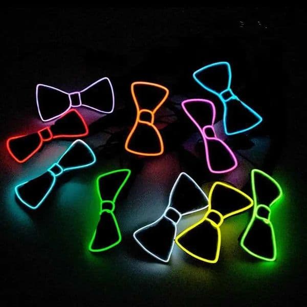 Men Glowing Bow Tie EL Wire Neon LED Luminous Party Halloween Christmas Luminous Light Up Decoration Bar Club Stage Prop Clothing T250122