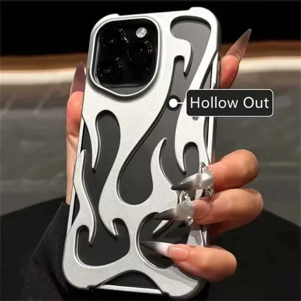 3D Flame pattern Phone Case for iPhone 16 14 12 11 13 15 ProMax 15 Plus Fashion Hollow Slim Shockproof Protective soft Cover Z250122