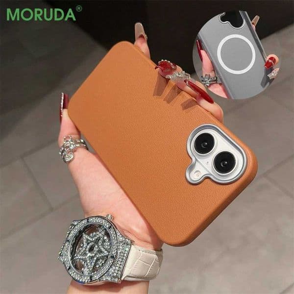 Magnetic Slim Leather Patterned Case for iPhone 16 ProMax 15 14 13 Pro Max 15 16 Plus Wireless Charging Shockproof Cover Z250122