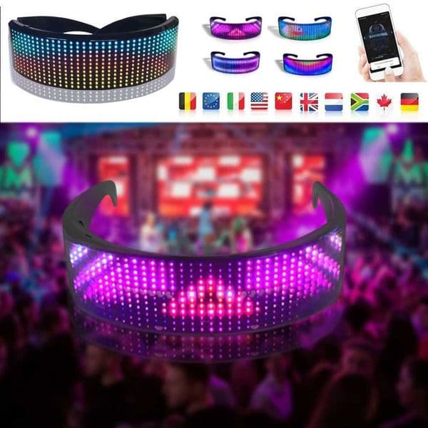 LED Glasses DIY RGB Luminous Glasses Props Party Bar Festival Performance Electronic BT Application Control SCREEn Glasses T250122