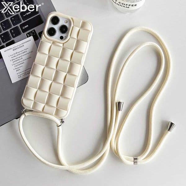 Crossbody Lanyard With Strap Phone Case For iPhone 15 Pro Max 13 11 12 14 Plus Luxury 3D Diamond Shockproof Soft Silicone Cover Z250122