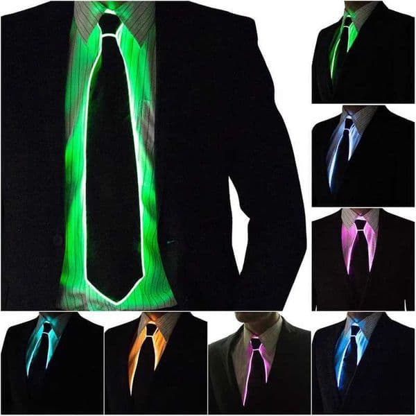Men Glowing Tie EL Wire Neon LED Luminous Party Halloween Christmas Luminous Light Up Decoration DJ Bar Club Stage Prop Clothing T250122