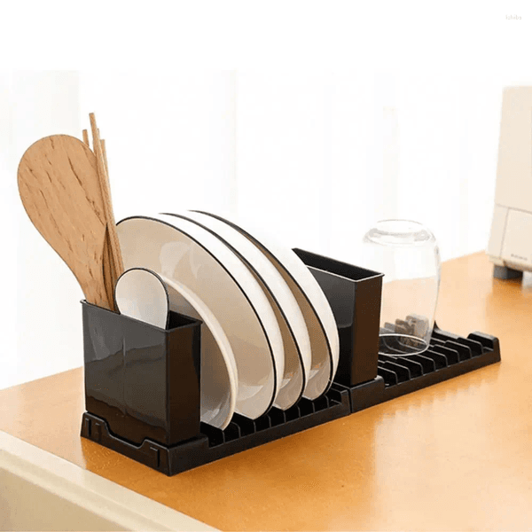 Kitchen Storage Plastic Foldable Dish Drying Rack 2 IN 1 Space-Saving Utensils Drainer Racks Large Capacity Bowl And Chopstick