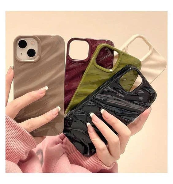 Glitter Wavy Stripes Phone Case For iphone 11 12 13 14 Pro Max 14 Plus X XS XR Max 7 8 Plus Smooth Silk Soft Back Cover Case Z250122