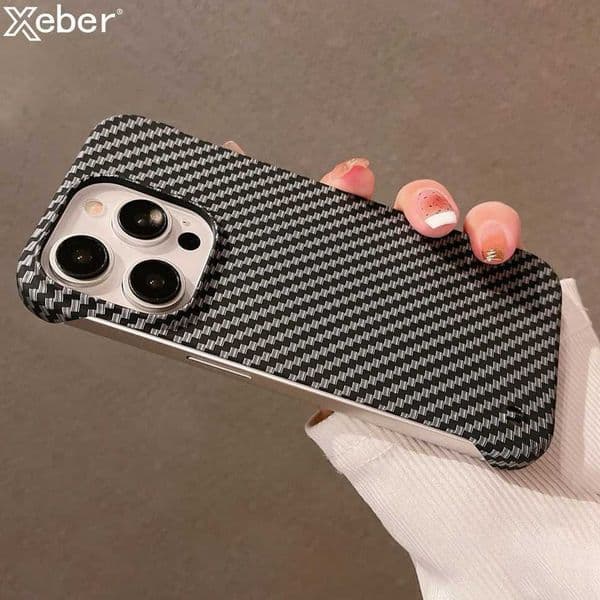 Ultra Thin Carbon Fibre Pattern Frameless Phone Case For iPhone 15 11 12 13 14 Pro Max Mini XR X XS 7 8 Plus SE Slim Hard Cover Z250122