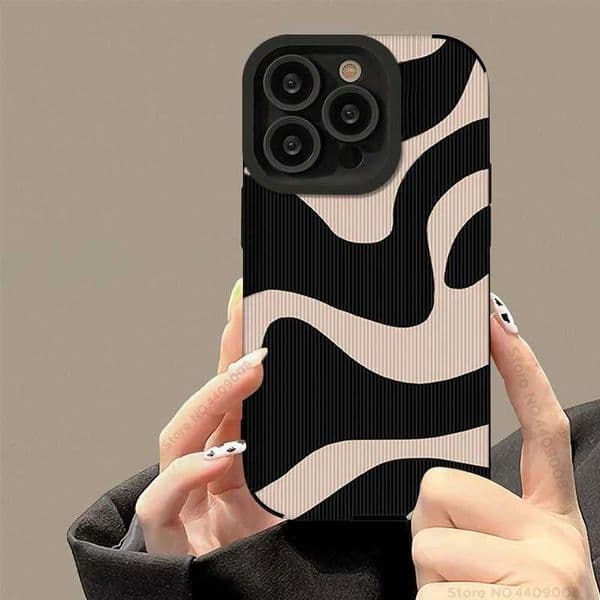 Fashion Zebra Stripe Black White Case For iPhone 11 13 12 14 15 Pro Max 15 Plus Phone Cases Shockproof Silicone Soft Back Cover Z250122