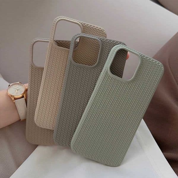 Fashion silicone Woven pattern mobile phone case for iphone 15 14 13 12 11 pro max plus soft Shockproof Bumper full Cover Z250122